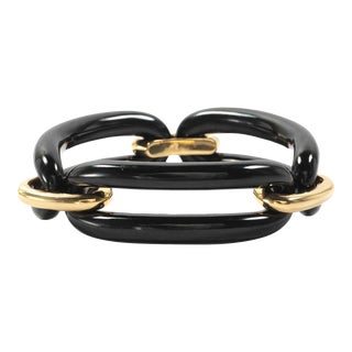 Christina Addison 18kt Yellow Gold and Onyx and Link Bracelet For Sale