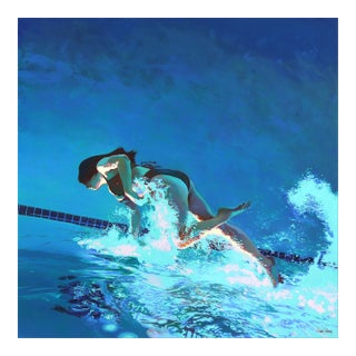 The Upside - Blue Figurative Oil Painting on Canvas Original Artwork by Michelle Fillmore For Sale