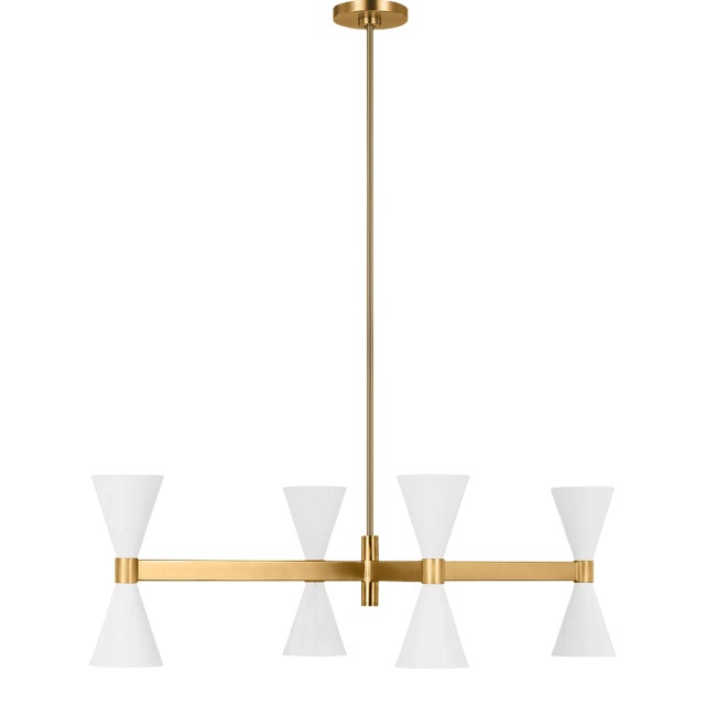 AERIN By Visual Comfort Studio Albertine 8-Light Linear Chandelier in Matte White For Sale