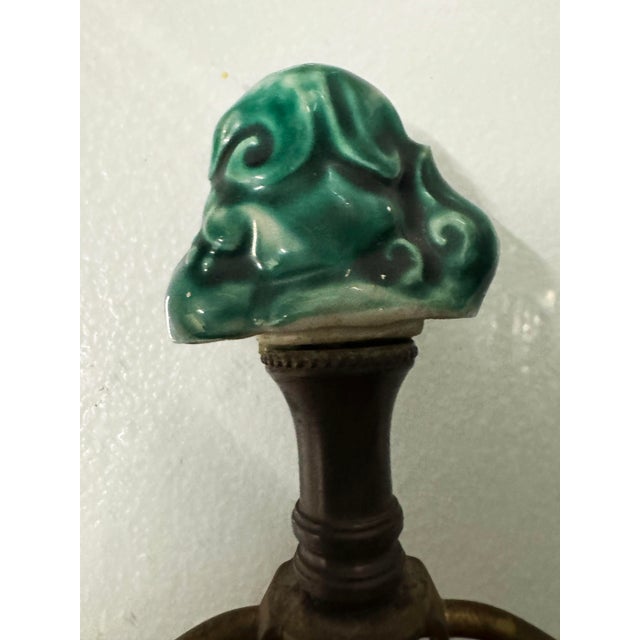 Green Antique Awaji Pottery Vase Lamp For Sale - Image 8 of 10