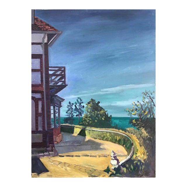 Surrealistic Oil Painting of a Villa in the North of France For Sale