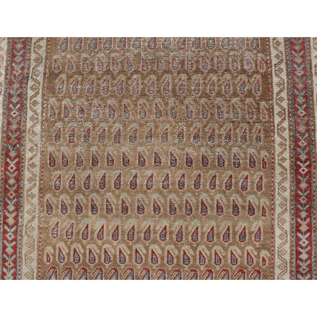 Red Antique Malayer Runner With All-Over Paisley Design in Red, Brown, and Blue 3'4 X 7'4 For Sale - Image 8 of 12