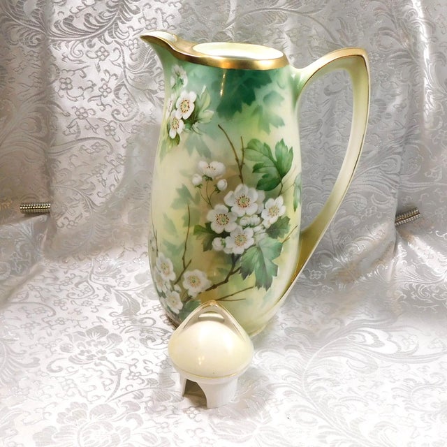 Ceramic 1920s Green Reinhold Schlegelmilch Rs Germany Chocolate Pot With Four Cups For Sale - Image 7 of 15