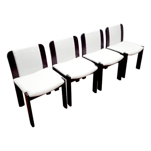 Postmodern Italian Wood and Velvet Dining Chairs, Italy, 1980s, Set of 4 For Sale
