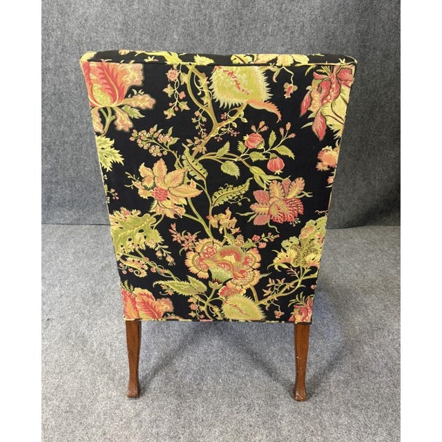 Late 20th Century Vintage Queen Anne Upholstered Wingback Chair For Sale - Image 5 of 15