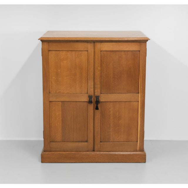 Wood Large Arts & Crafts Cotswold School Oak Enclosed Chest of Drawers, 1906 For Sale - Image 7 of 18