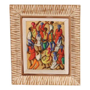 Contemporary Style Painting of Haitian Dancers by Felix Jean (1929-1979)