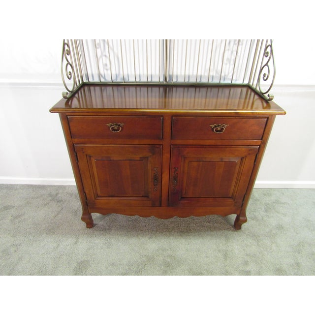 Hickory Chair Furniture Company 1990s Hickory Chair Solid Cherry Sideboard With Wrought Iron Top For Sale - Image 4 of 9