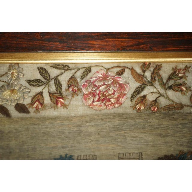 Antique William IV Needlework Stumpwork Sampler with Hardwood Frame, 1834 For Sale - Image 11 of 18