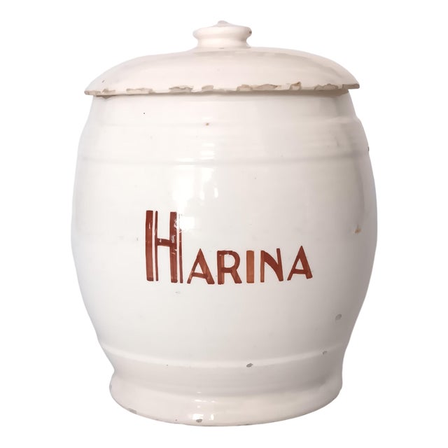 Vintage Spanish Ceramic Kitchen Jar, 1960s For Sale