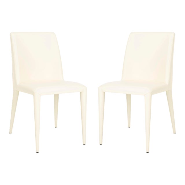 18'' Leather Side Chair , Buttercream - a Pair For Sale