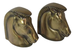 1930s Art Deco Trojan Horse Bookends - a Pair