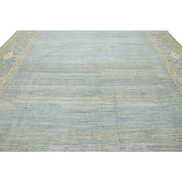 Room Size Modern Sultanabad Designed Wool Rug in Blue by Apadana For Sale - Image 10 of 10