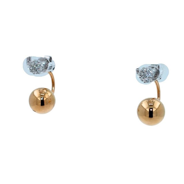 Illusion Set Pave Set White Diamonds Geometric Sphere Globes 18 Karat Yellow Gold Stud Jacket Earrings Set Combination *...