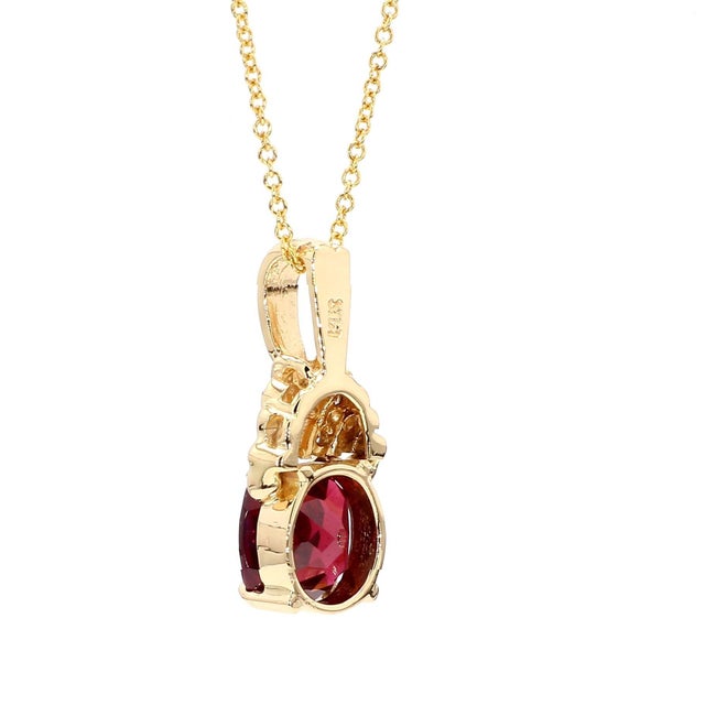 2010s 4.02 Carat Cushion Rhodolite Garnet 14k Gold Solitaire Pendant For Sale - Image 5 of 9
