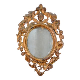 Antique Mirror with Cherub and Pomegranates, 1750s For Sale