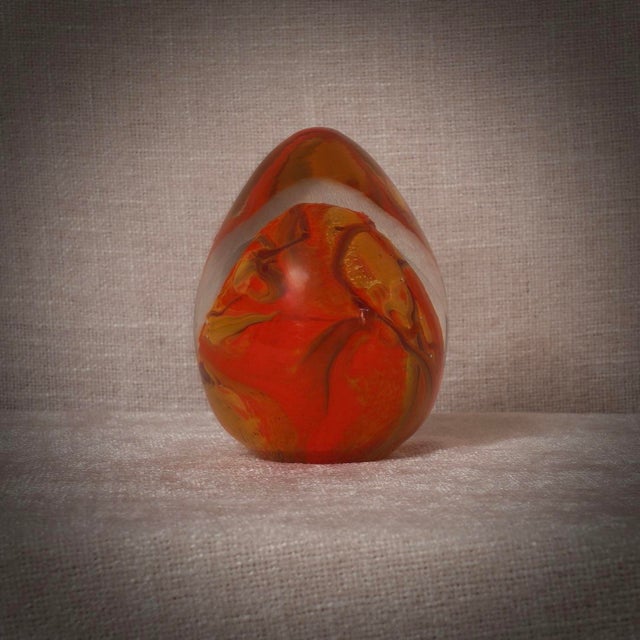 Mid-Century Modern Mid-Century Modern Orange Murano Art Glass Egg, Italy, 1980s For Sale - Image 3 of 9