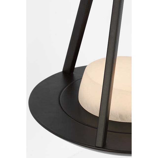 Black Barbara Barry for Visual Comfort Signature Divina 19" Floating Bowl Sconce in Modern Iron with Alabaster For Sale - Image 8 of 11