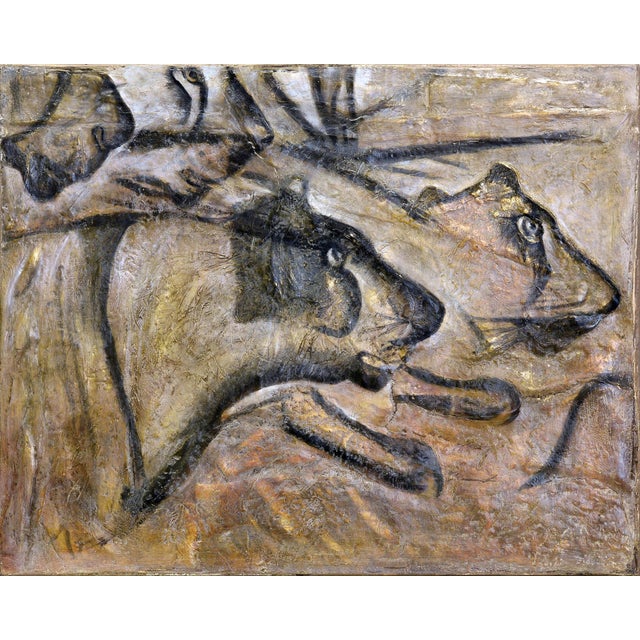 Lola Vitelli, Leonesse, Sculpted and Painted Mixed Media on Canvas, 2021, Framed For Sale - Image 6 of 6