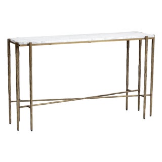 Luna White Marble & Brass Finish Modern Console Table For Sale