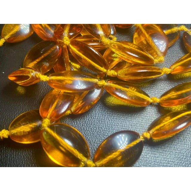 1930s Golden Yellow Amber Bohemian Czech Glass Beaded Necklace For Sale In South Bend - Image 6 of 9