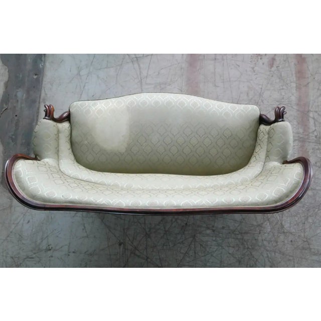 Brown Danish 1860s Rococo Revival Settee or Loveseat in Carved Mahogany For Sale - Image 8 of 10