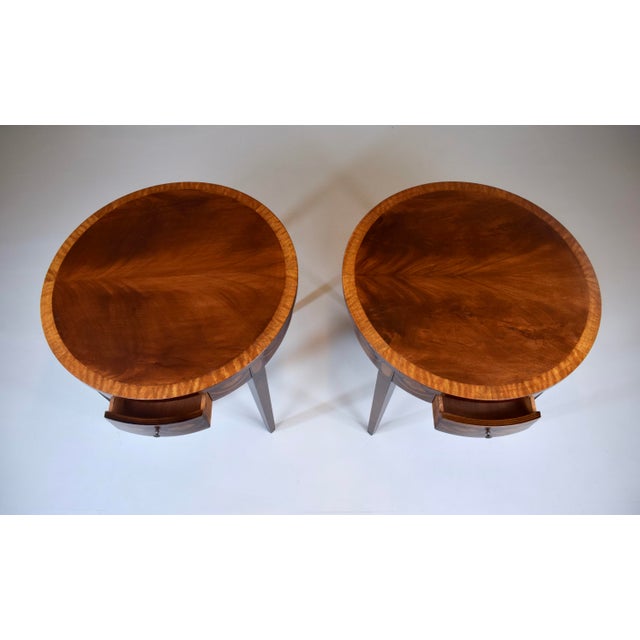 Hepplewhite Baker Furniture Federal Style Mahogany Occasional Tables With Inlay For Sale - Image 3 of 11