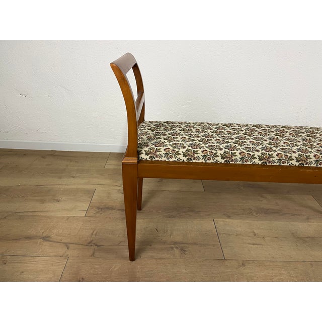 Italian Wooden and Fabric Bench with Pin Legs, 1950s For Sale - Image 4 of 9