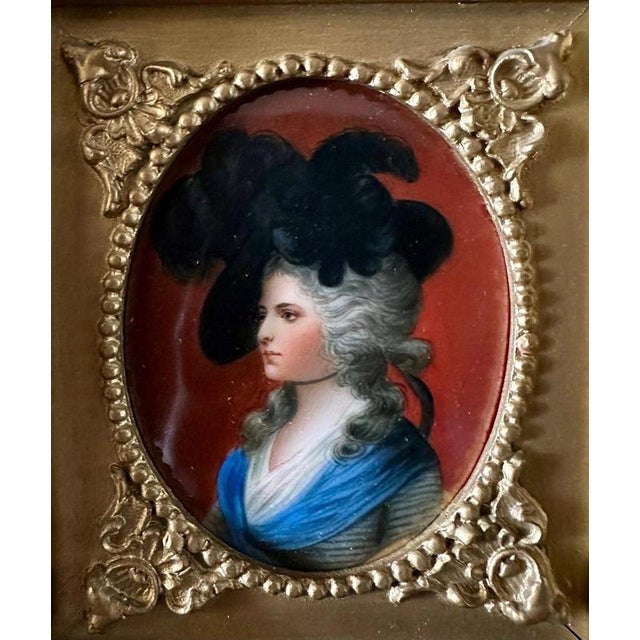 Antique Hand-Painted Georgian Miniature Portrait of Sarah Siddons in Gilt Frame For Sale - Image 4 of 11