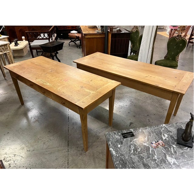Late 19th Century Late 19th Century Pair of English Stripped Pine Tables 'Sold Individually' For Sale - Image 5 of 10
