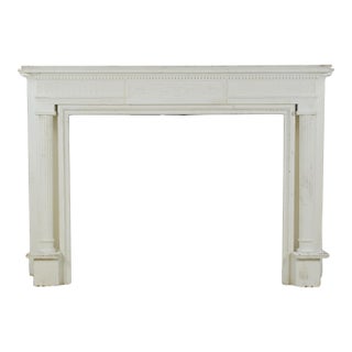 Antique Federal White Wooden Fireplace Mantel For Sale