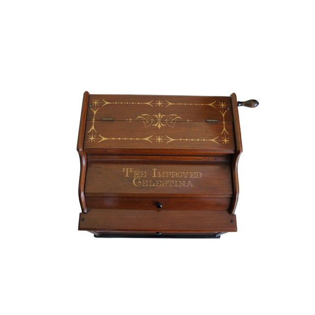 Mechanical Wooden Music Box, Celestina Chairish