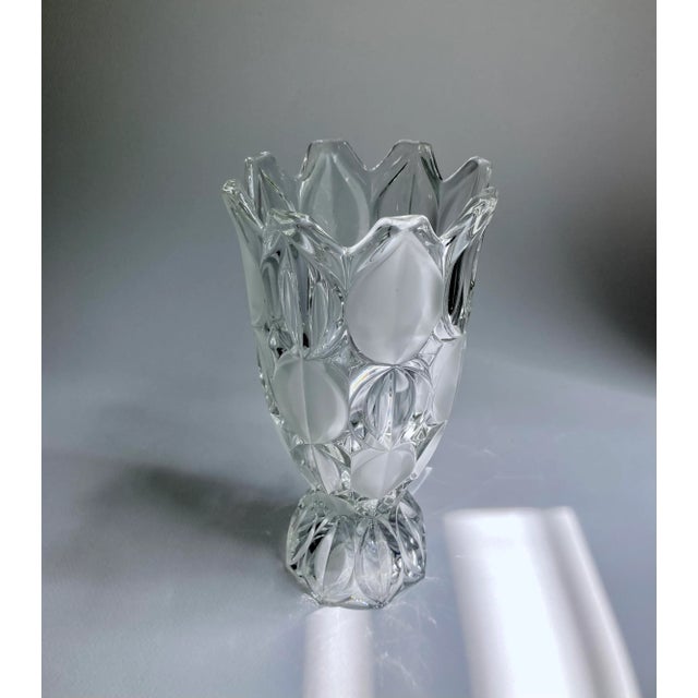 Mikasa 1980's Mikasa Frosted & Clear "Oval Dot" Pressed Glass Vase For Sale - Image 4 of 13