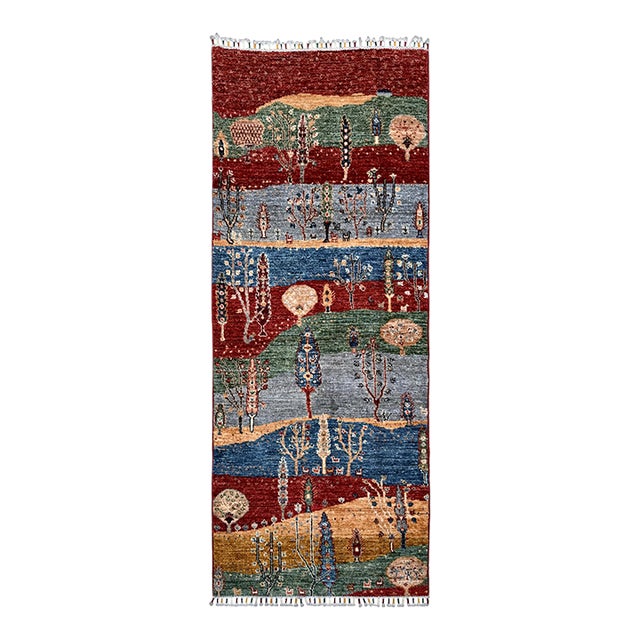 Multicolor Persian Style Gabbeh Rug Runner, 02'06 X 06'05 For Sale