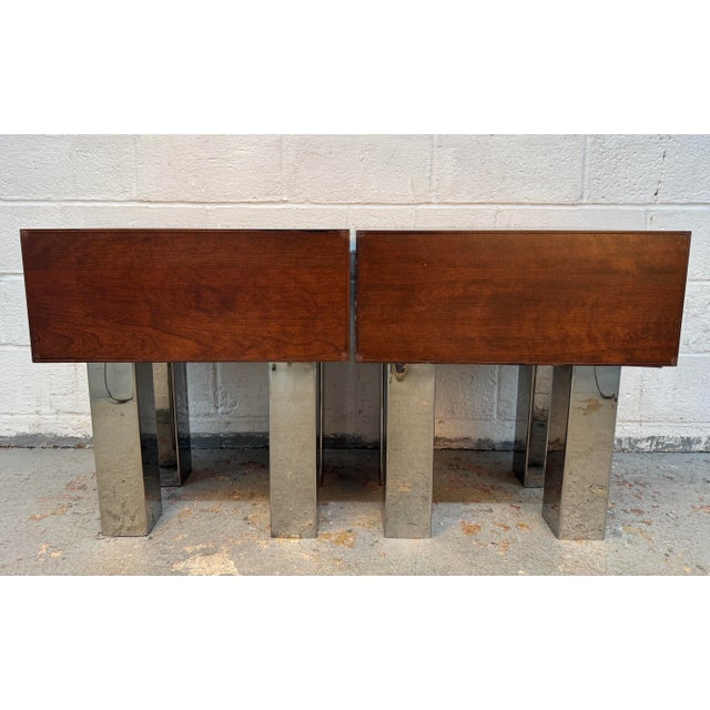 Vintage Modern Walnut and Metal Office End Tables For Sale - Image 15 of 15