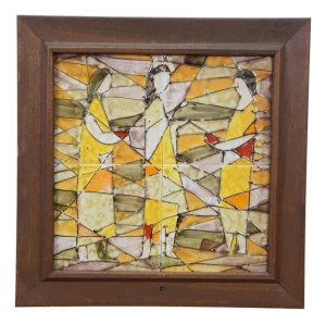 Harris G. Strong Ceramic MCM Female Figures Mosaic Tile Art Plaque 16"