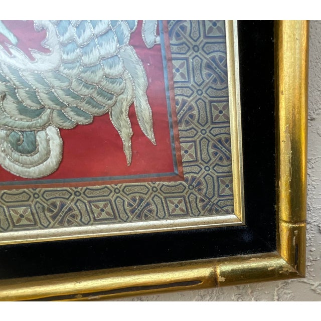 Chinese Dragon, Framed Silk Textile Embroidery For Sale - Image 9 of 12