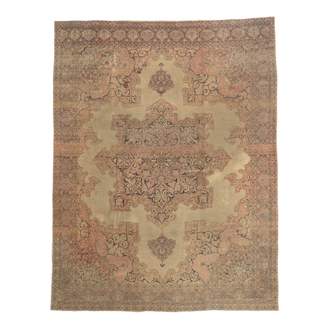 Late 19th Century Persian Kerman Rug, 09'11 X 12'10 For Sale