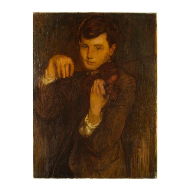 Early 20th Century Portrait of a Young Man Oil Painting by Leonard Watts For Sale - Image 11 of 11