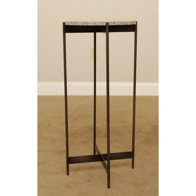 Mid-Century Modern Modern Brass Base Round Marble Top Pedestal or Plant Stand For Sale - Image 3 of 13