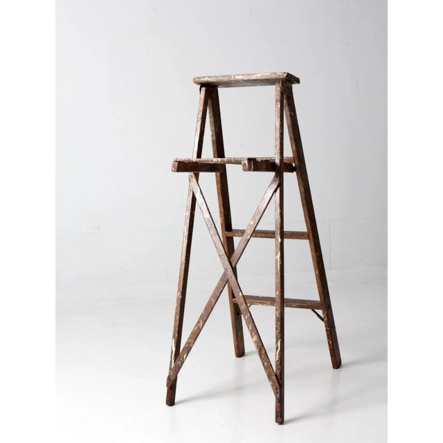 Vintage Painter's Wooden Folding Ladder For Sale - Image 4 of 13