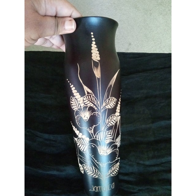 Folk Art 1980s Etched Ebony Wood Vase, Made in Jamaica For Sale - Image 3 of 4