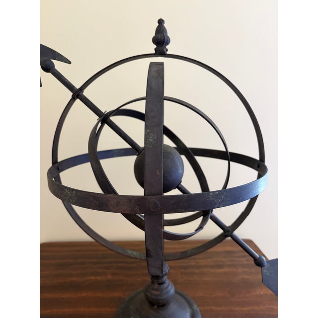 Vintage French Country Iron Garden Armillary Sundial- Outdoor Estate Decor For Sale In South Bend - Image 6 of 10