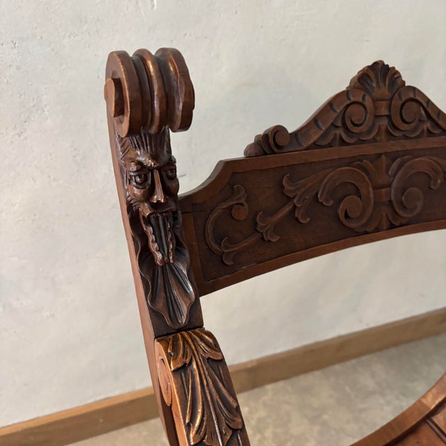 Late 19th Century Medieval Dagobert Armchair in Walnut, in Very Good conditions. Designed 1890 to 1919