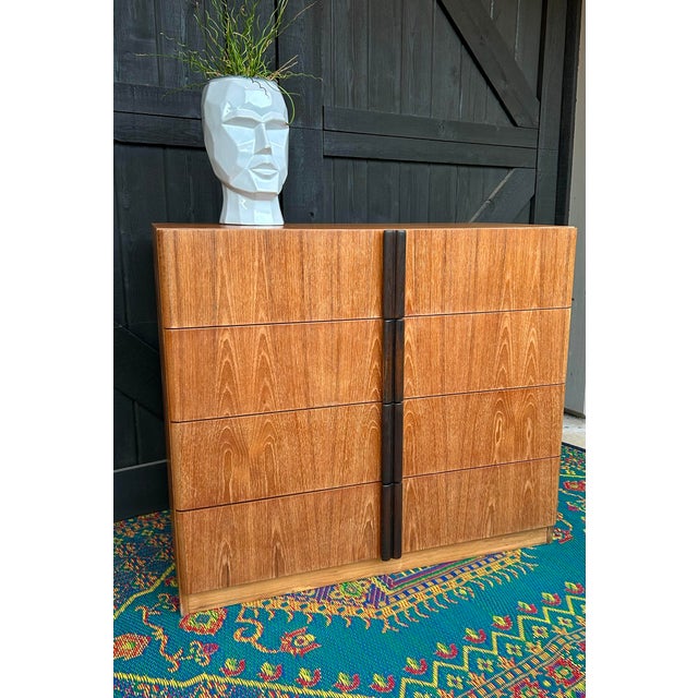 Complete restoration on the teak chest. Timeless style quite versatile…bedroom chest…hall chest. Drawers slide perfectly...