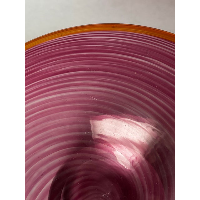 Glass Late 20th Century Signed Weir Pink Spiral Studio Art Glass Footed Bowl For Sale - Image 7 of 8