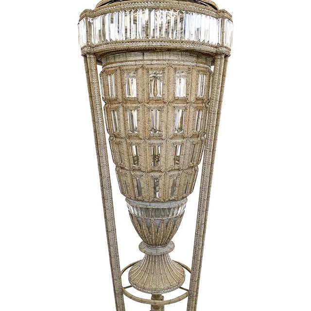 Glass Large Vase-Shaped Floor Lamp with Murano Glass Beads For Sale - Image 7 of 16