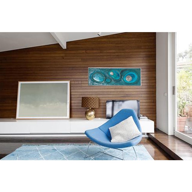 Lorraine Stelzer, Turquoise Acrylic Resin Psychedelic Art Wall Sculpture Panel For Sale - Image 14 of 15