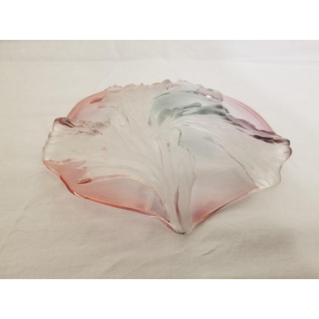Glass Savoir Vivre Artesia Nouveau Pink and Green Luster Crystal Dish For Sale - Image 7 of 12