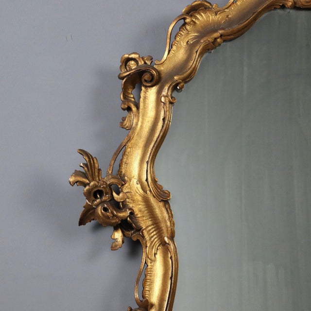 Wood Baroque Style Mirror in Gilded Wood For Sale - Image 7 of 12